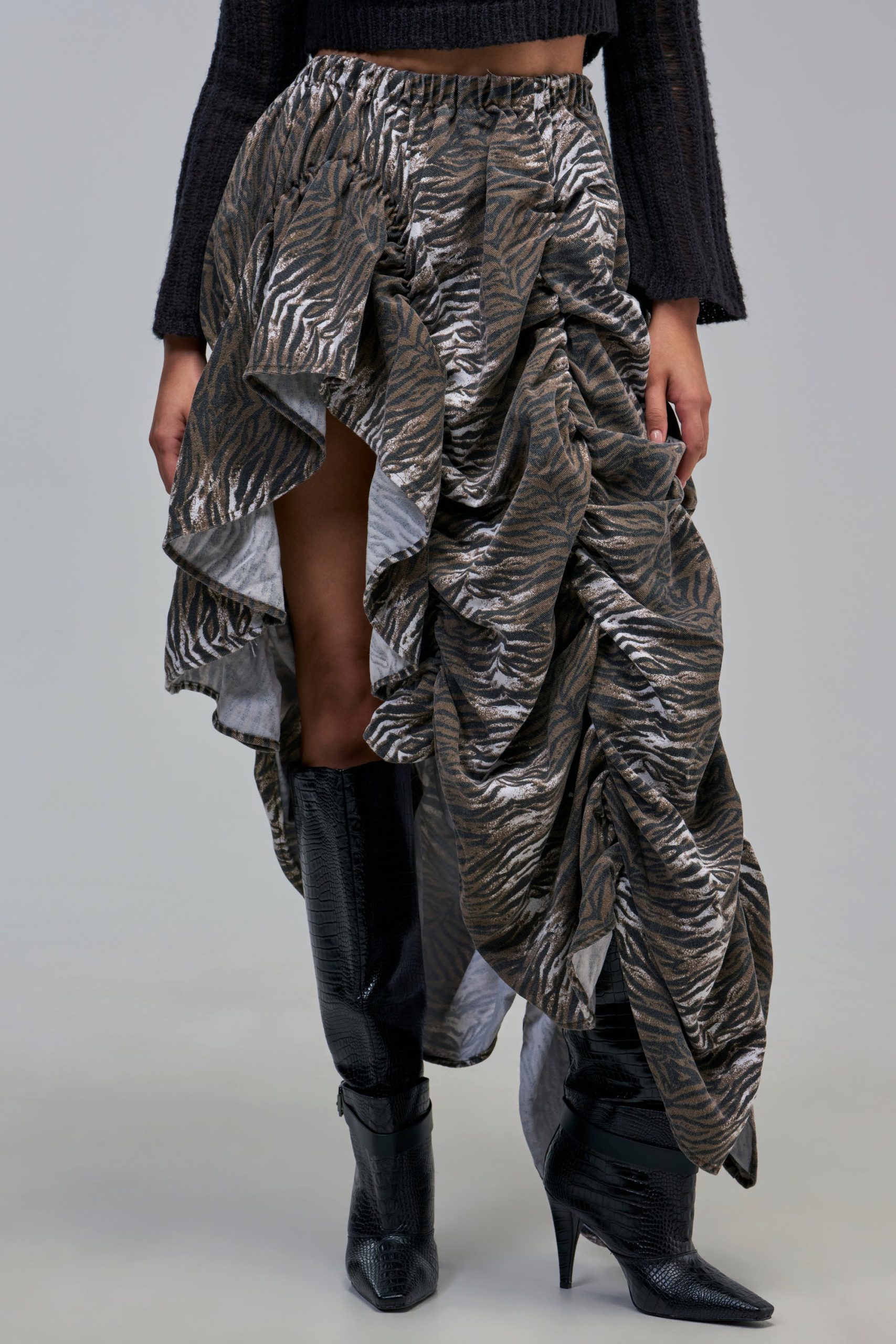 ALL OVER THE PLACE RUCHED MIDI SKIRT - Image 3