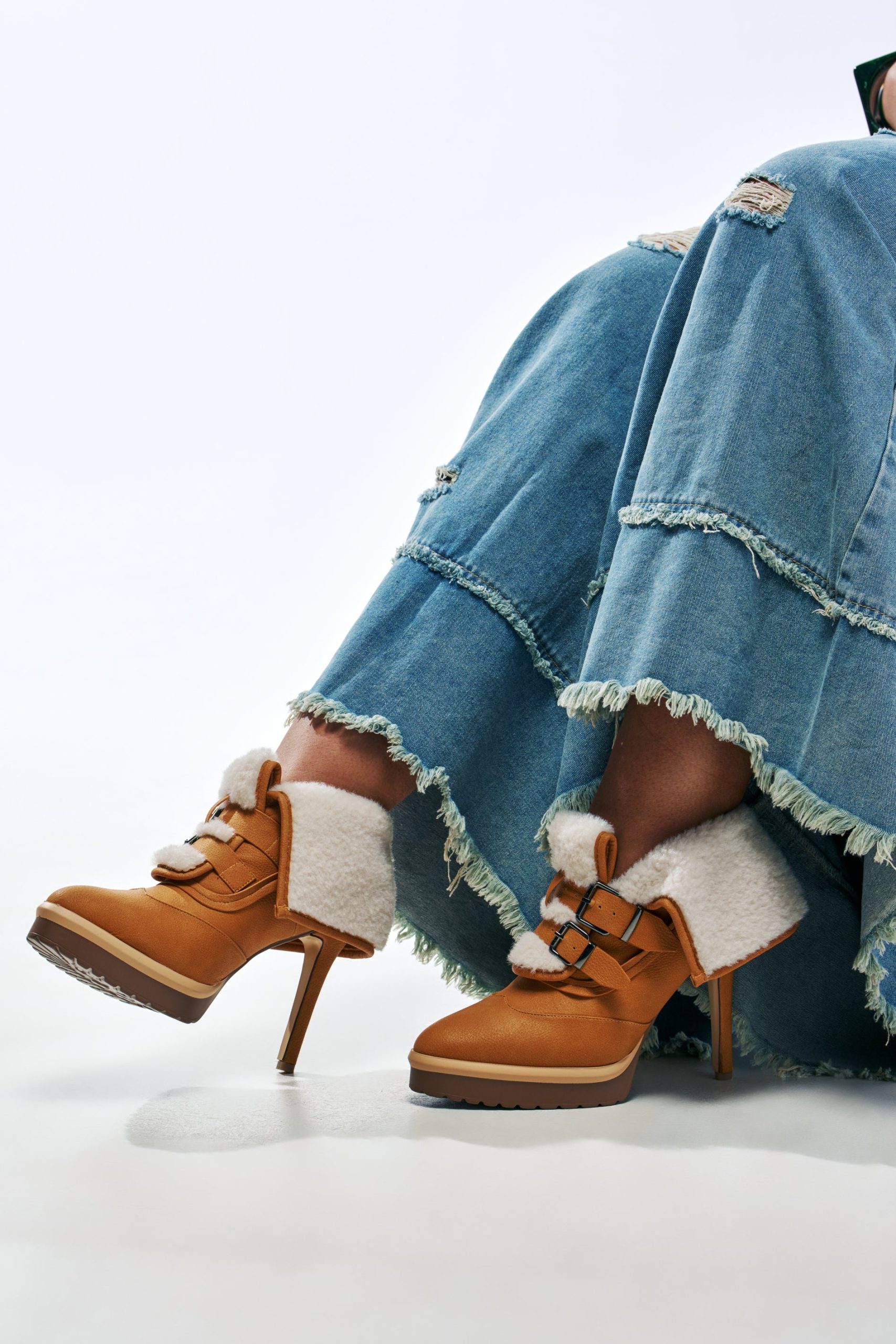 GUST TAN SHERPA LINED STILETTO BOOTIE