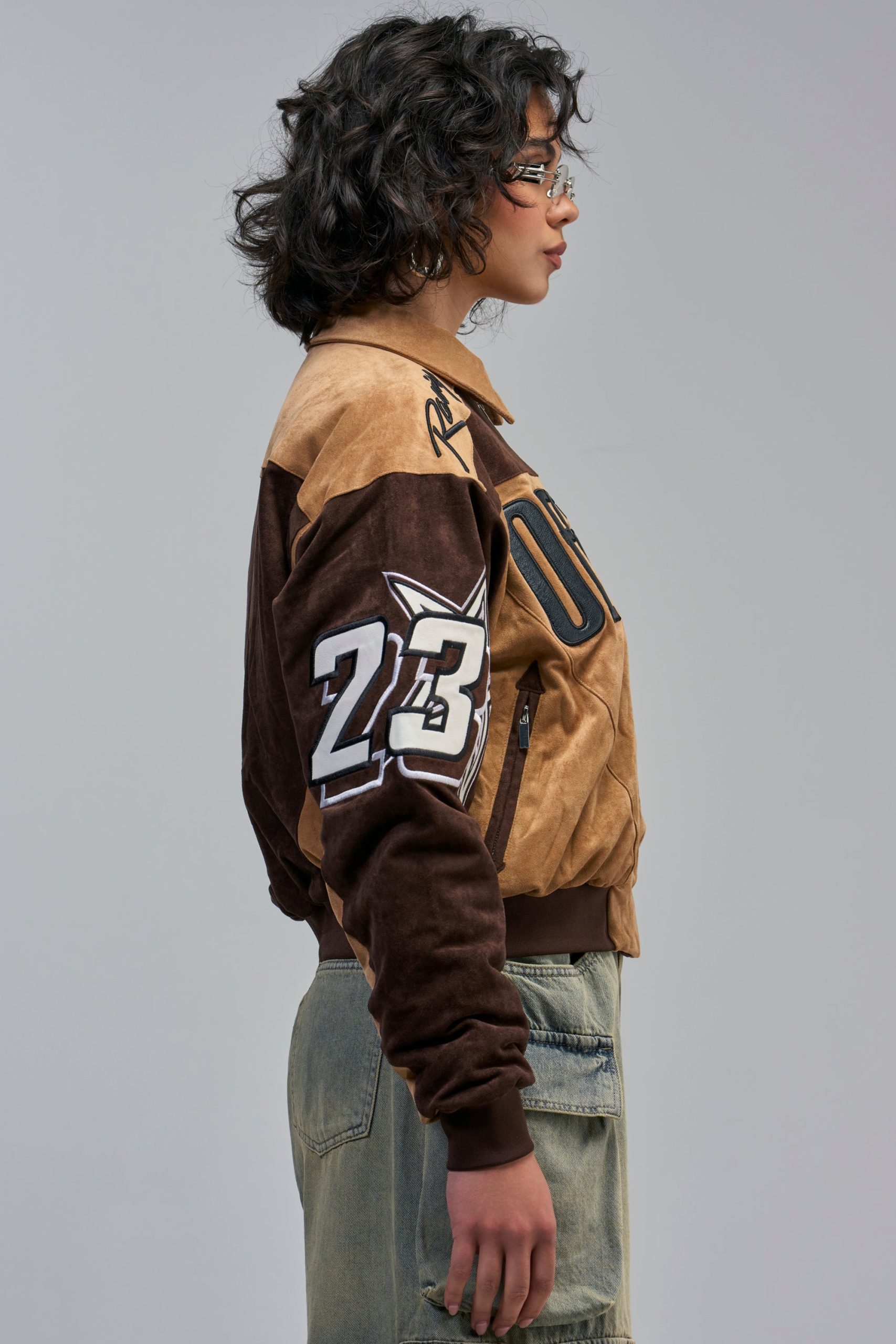 TRIED N TRUE VARSITY BOMBER IN FAUX SUEDE - Image 3
