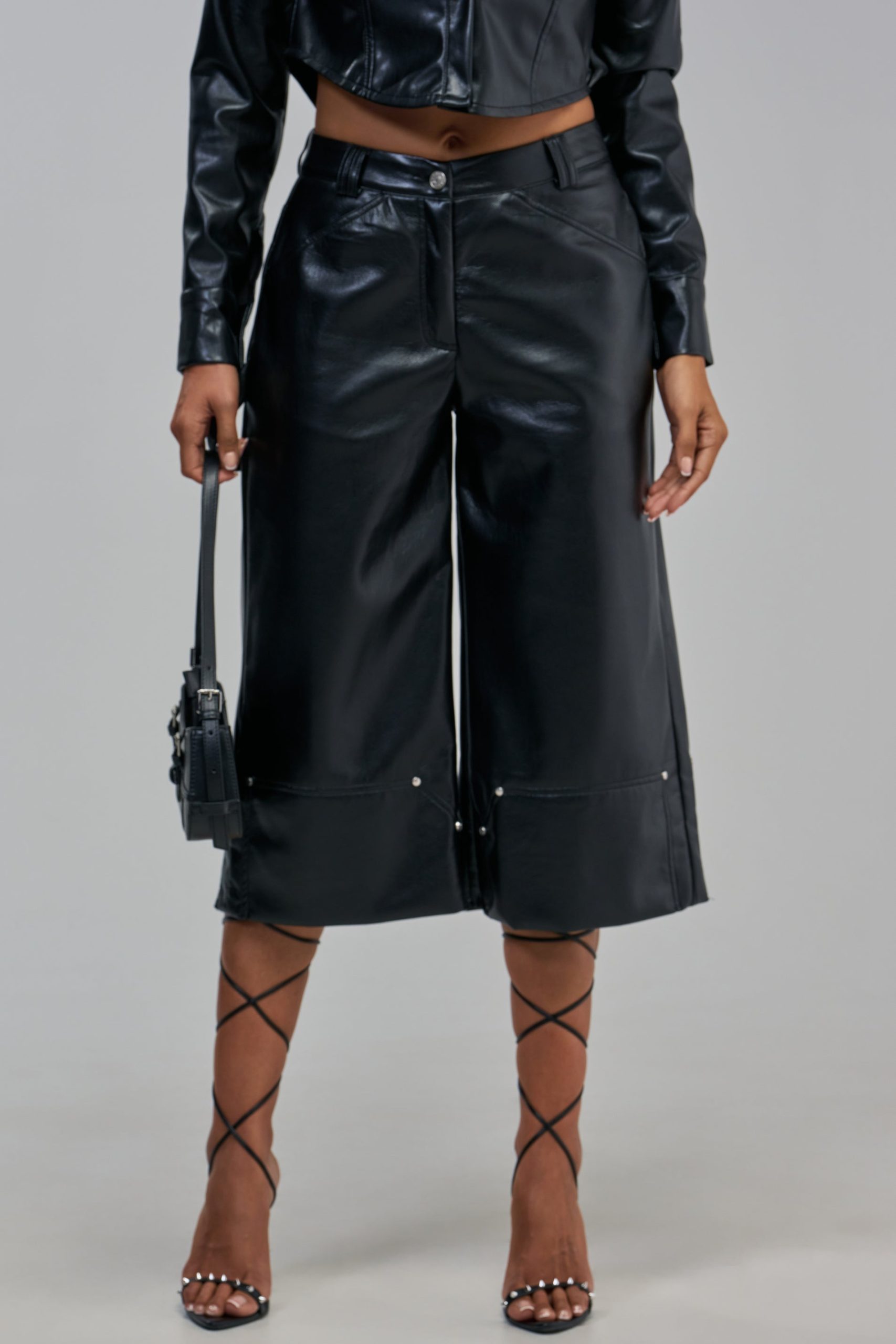 COME BACK TO ME FAUX LEATHER GAUCHO - Image 2