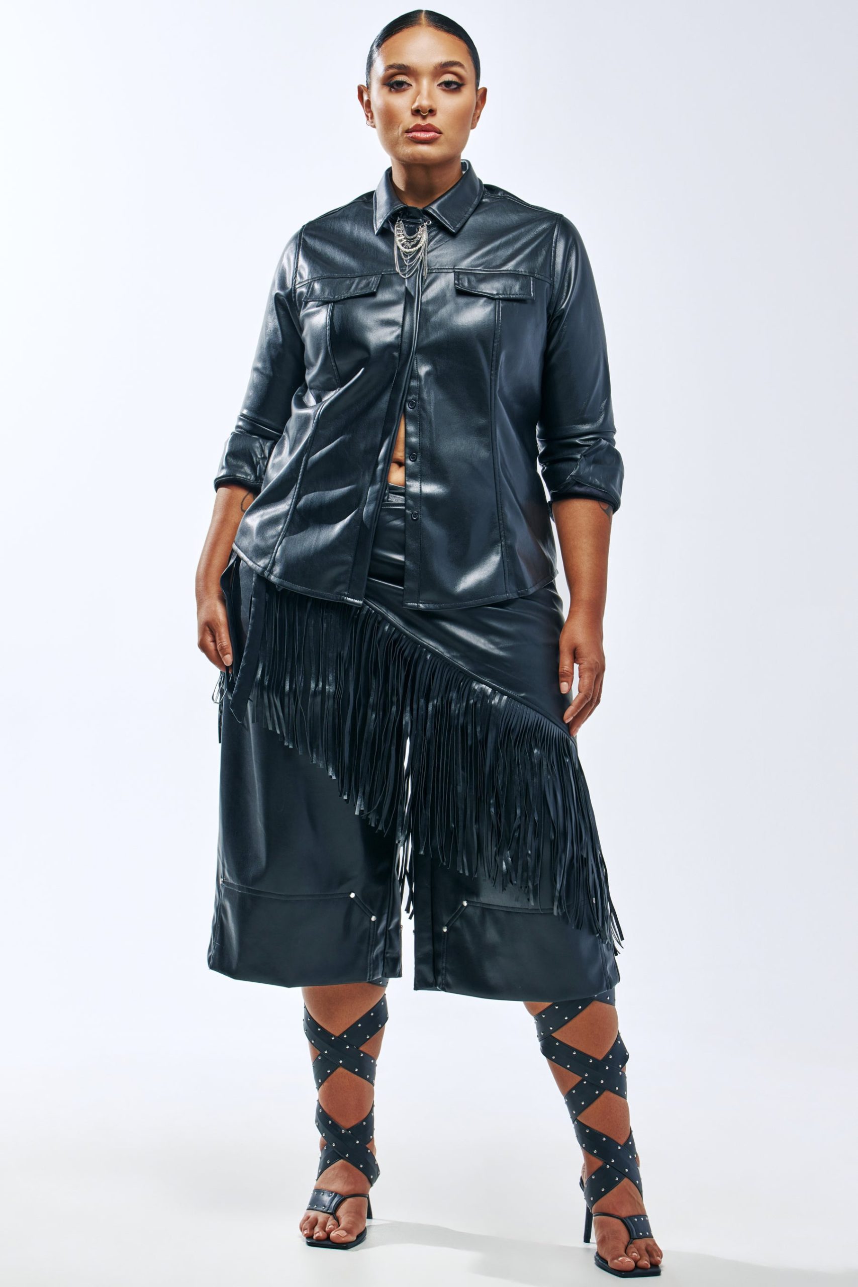 COME BACK TO ME FAUX LEATHER GAUCHO - Image 4