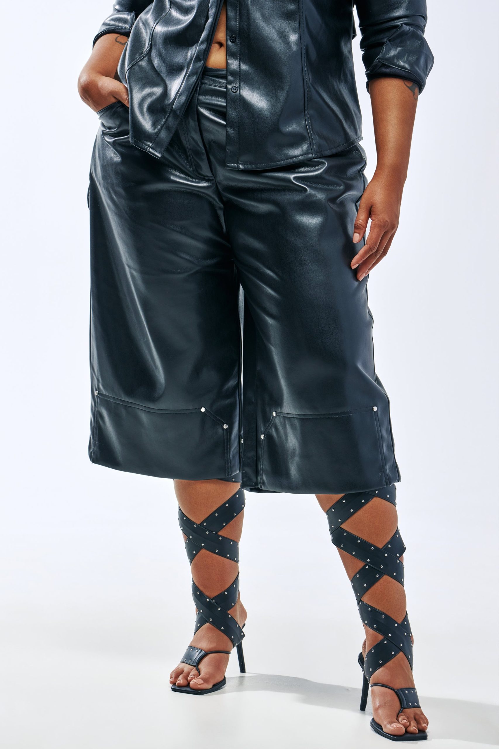 COME BACK TO ME FAUX LEATHER GAUCHO - Image 5