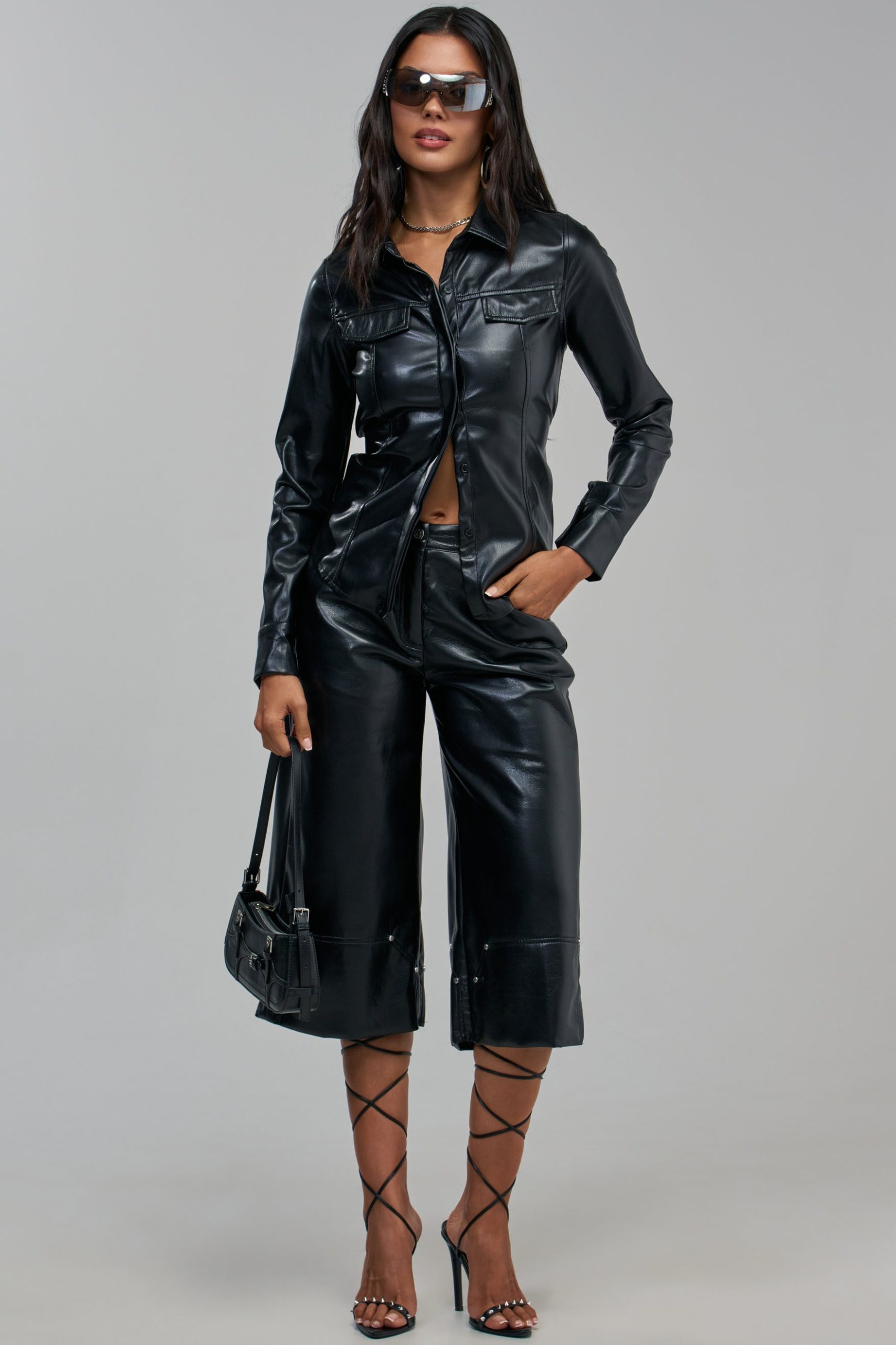 COME BACK TO ME FAUX LEATHER BUTTON DOWN - Image 7