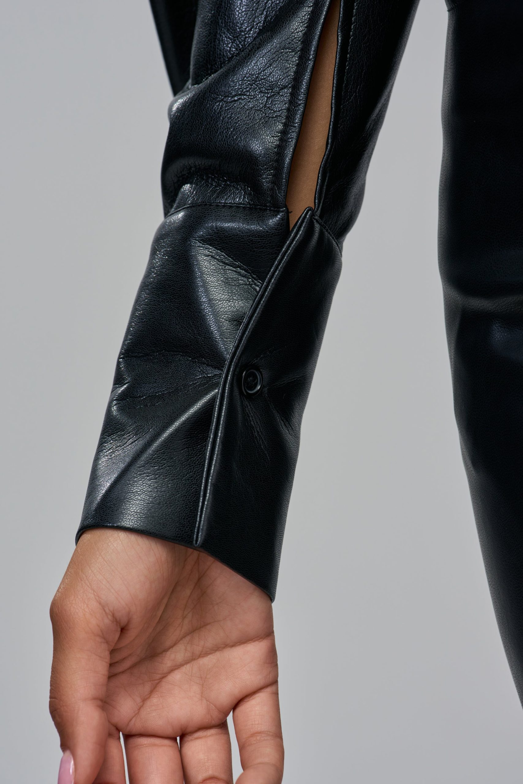 TOP SPOT FAUX LEATHER BLOUSE - Image 3