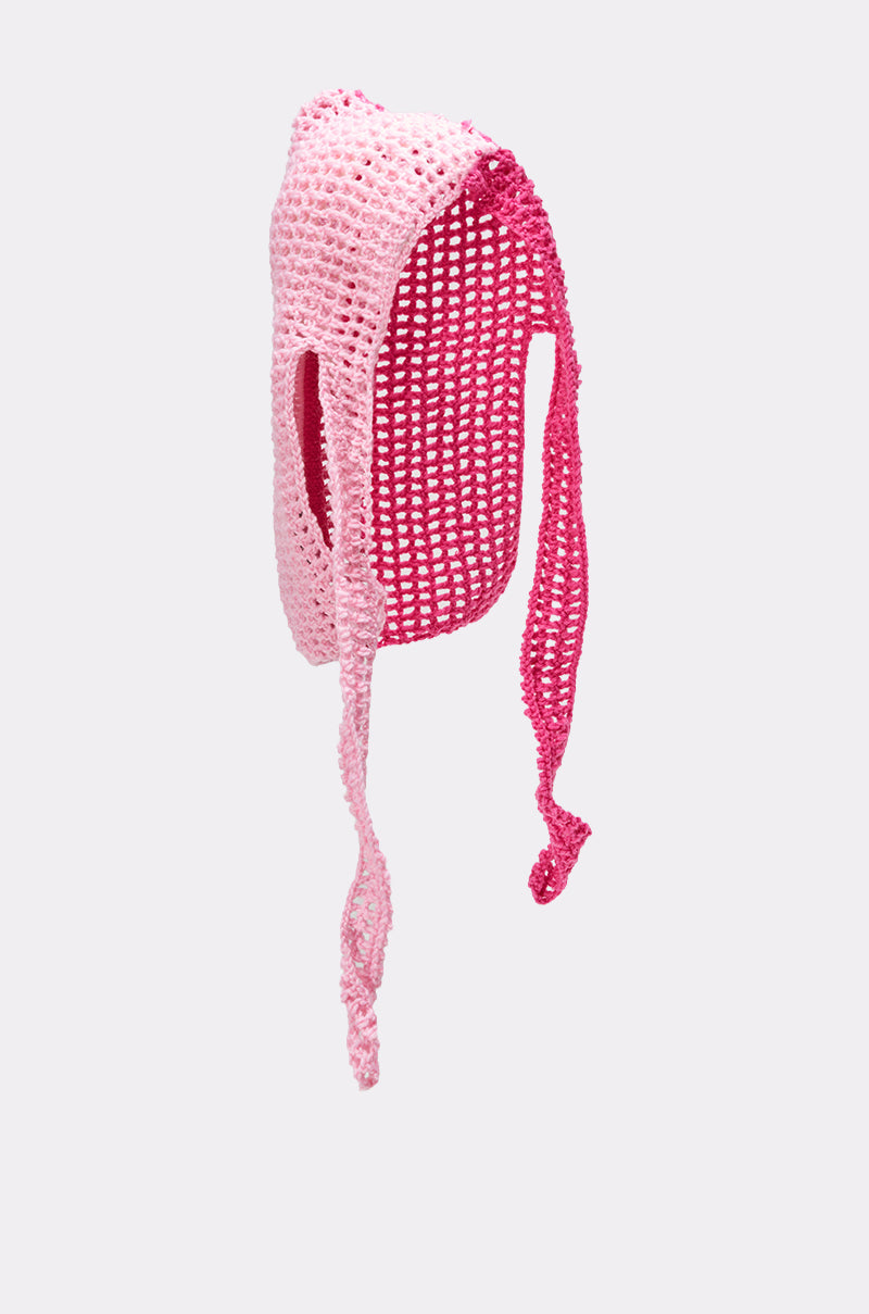 YOU KNOW WHERE IM AT PINK CROCHET HEAD SCARF